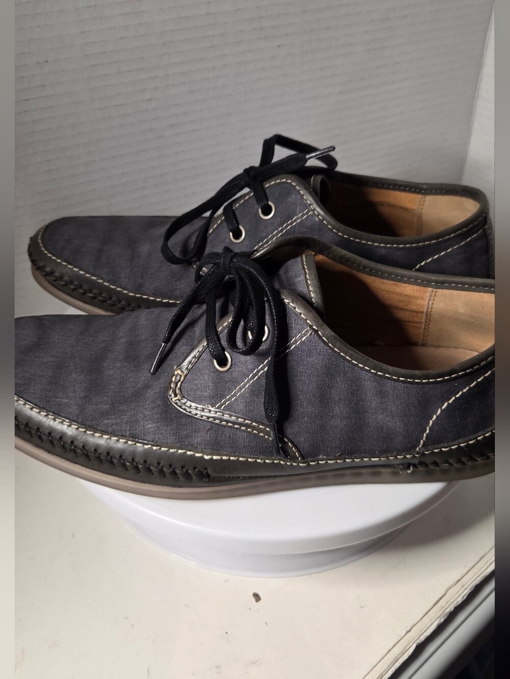 John Varvatos Men's Grey Canvas Lace Up Oxford Shoes Size 10